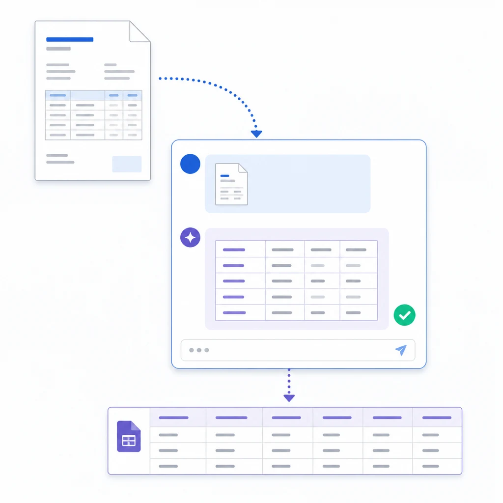 Illustration of attaching a purchase order and getting results in chat