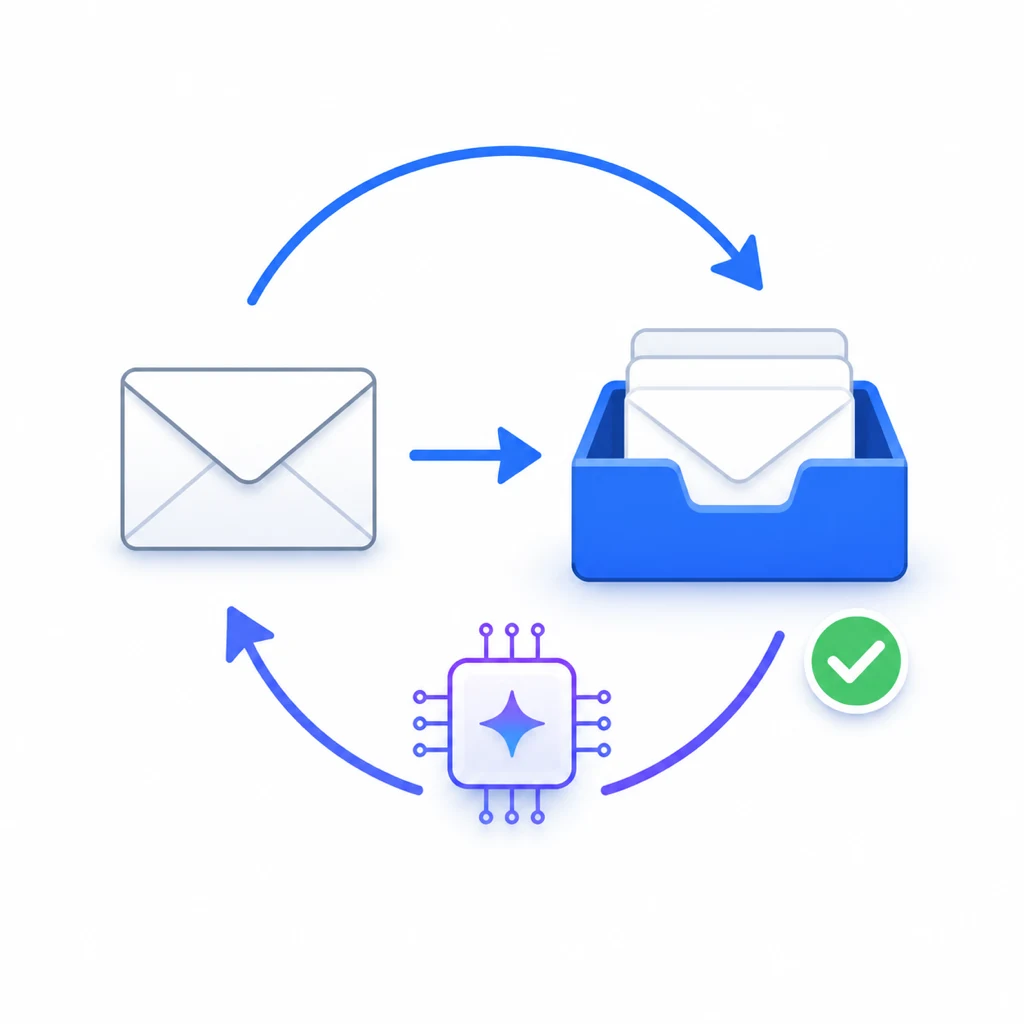 Illustration of automatic processing via mail forwarding